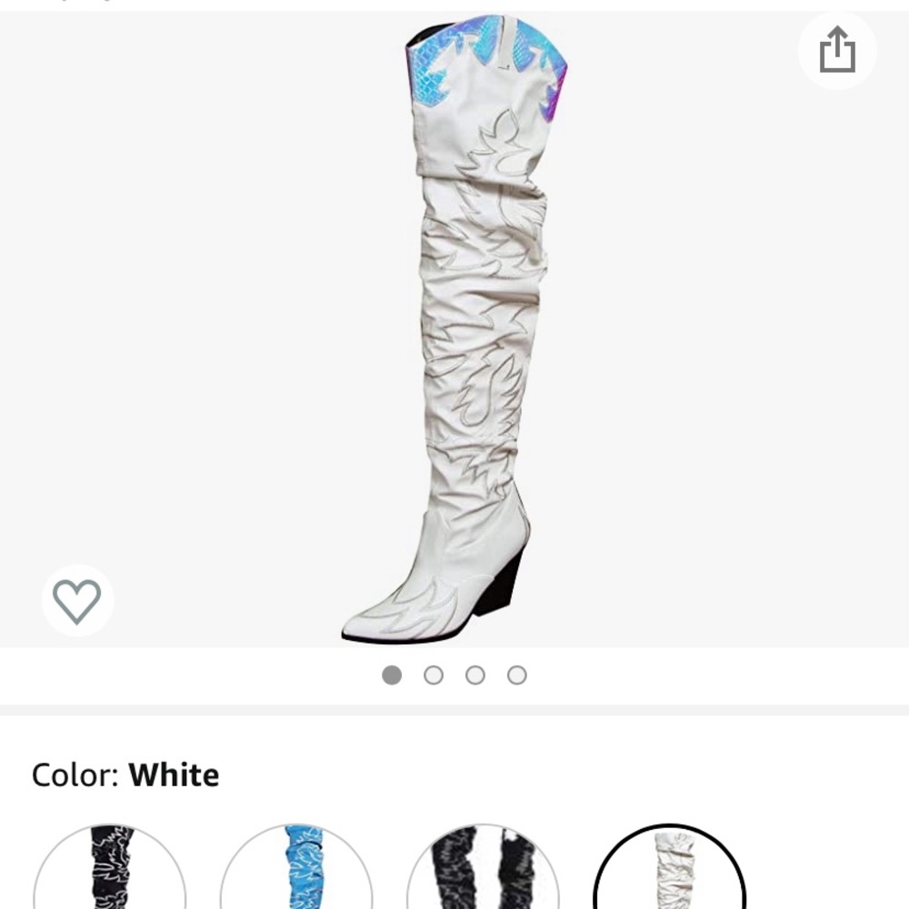 White thigh high boots